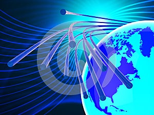 Optical Fiber Network Represents World Wide Web And Communication
