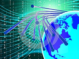 Optical Fiber Network Shows World Wide Web And Communication