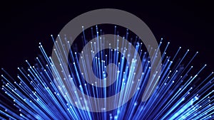 Optical fiber sheaf abstract motion background. Glowing bundle of optic cables loop animation