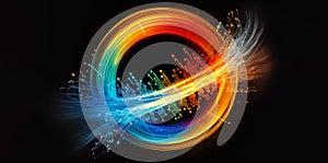 Optical fiber speed concept illustration, colorful lines connection network high speed data transfer
