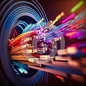 Optical fiber speed concept illustration, generative AI
