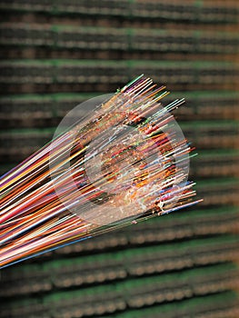 Optical fibers of 12 different colors with stripped color layer