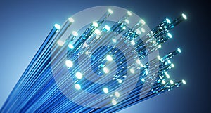 Optical fibers bundled to a cable - 3D illustration