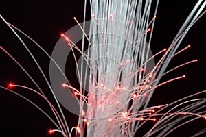 Optical fibers with red light