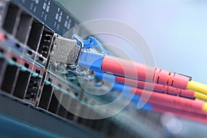 Optical fibre patch cords with gbic connected to the switch