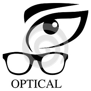 Optical glasses icon with eye