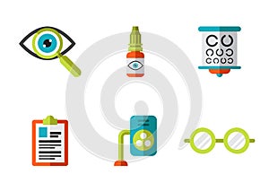 Optical Icons, Ophthalmology set, Vector
