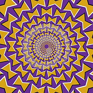 Optical illusion background. Yellow bows revolves circularly