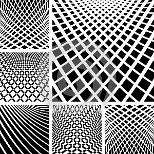 Optical illusion backgrounds set.
