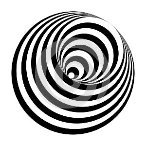 Optical illusion black and white circles cone