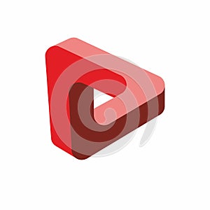 Optical illusion button turn on video play, infinite triangle