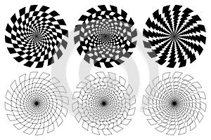 Optical illusion - chessboard swirl,