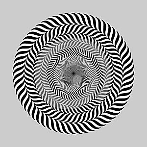 Optical illusion circles with black waves