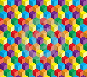 Optical illusion, colorful abstract vector cube an