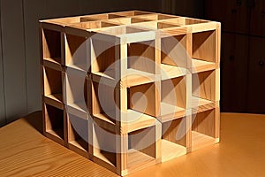 optical illusion of a cube within a cube, with each being of different size