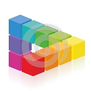 Optical Illusion Cubes Colorful Impossible Figure