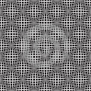 Optical illusion grayscale seamless pattern with lines