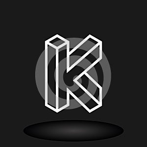Optical Illusion Letter K typographic Logo
