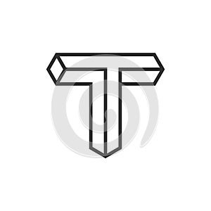 Optical Illusion Letter T outline Logo