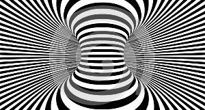 Optical illusion lines background. Abstract 3d black and white illusions. Conceptual design of optical illusion vector