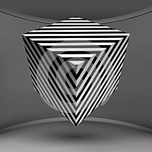 Optical illusion lines background. Abstract 3d black and white illusions. Conceptual design of optical illusion vector