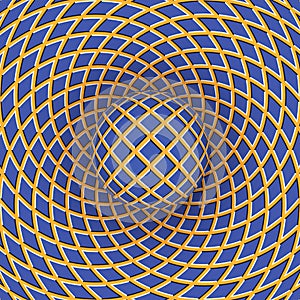 Optical illusion of rotation of the ball against the background of a moving space