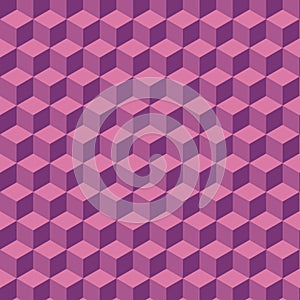 Optical Illusion Seamless Cube Pattern in Pink and Purple