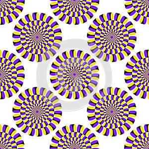 Optical illusion seamless pattern. Moving visual hypnotic