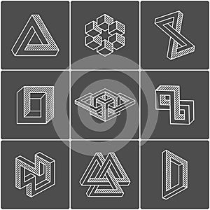 Optical illusion shapes. Vector elements