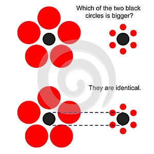 Optical illusion with the sizes of circles. photo