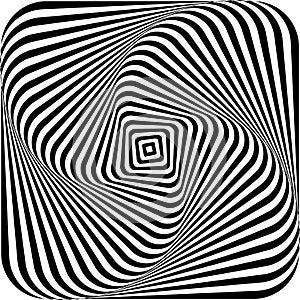 Optical illusion of swirling a picture torsion and rotation movement. Dynamic effect