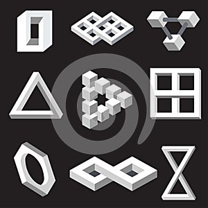 Optical illusion symbols. Vector illustration.