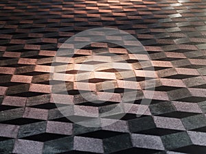 Optical Illusion Three Dimensional Floor Tiles