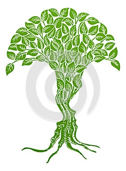 Optical Illusion Tree Faces Concept