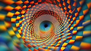 Optical illusion, visual illusion, bright patterns with 3D effect.