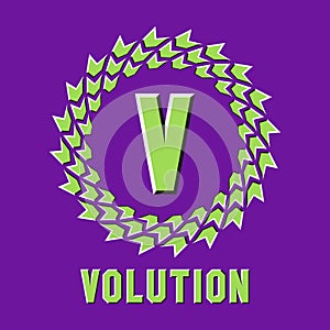 Optical illusion volution logo in round moving frame