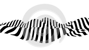 Optical illusion wave. Abstract 3d black and white illusions. Horizontal lines stripes pattern or background with wavy