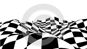 Óptico una ilusión ola. ajedrez ondas lámina. abstracto  tridimensional en blanco y negro una ilusión. horizontalmente gestión rayas patrón o 