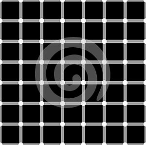 Optical illusion. White circles flash on black squares and change color.