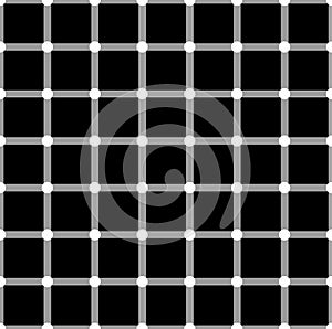 Optical illusion. White circles flash on black squares and change color. photo