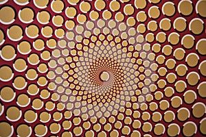 Optical illusion with yellow circles