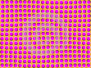 Optical illusions image moving. pattern with circles of pink color