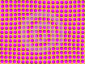 Optical illusions image moving. pattern with circles of pink color photo