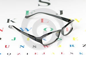 Optical reading glasses on the table