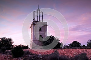 Optical telegraphy tower in the community of Madrid at dawn