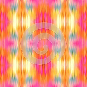 Optical tie dye kaleidoscope blur texture background. Seamless washed out symmetry ombre effect. 80s style retro