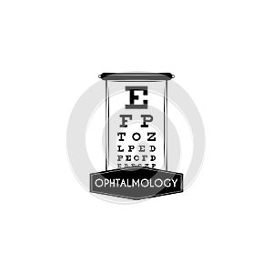 Optical vision test. Test table with letters for eye. Eyesight test background. Vector.