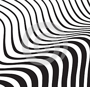 Optical wave abstract striped background black and white