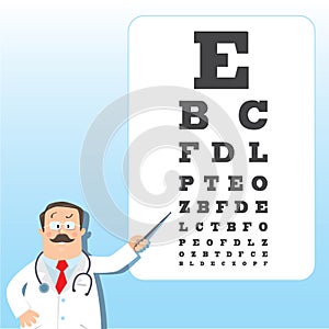 Optician doctor with Snellen eye chart. Doctor