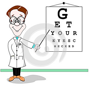Optician eye test cartoon